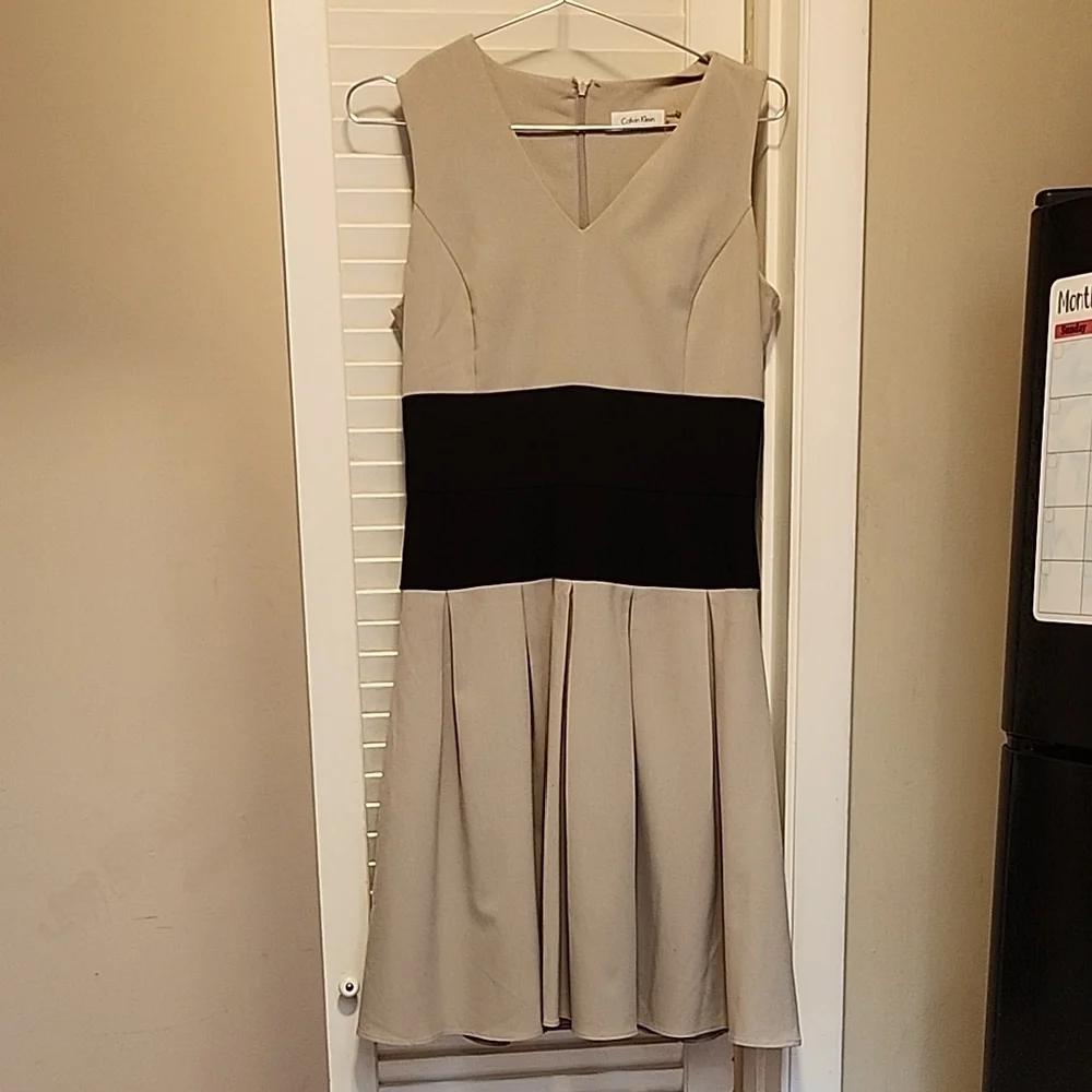 CK Pleated Flared Dress